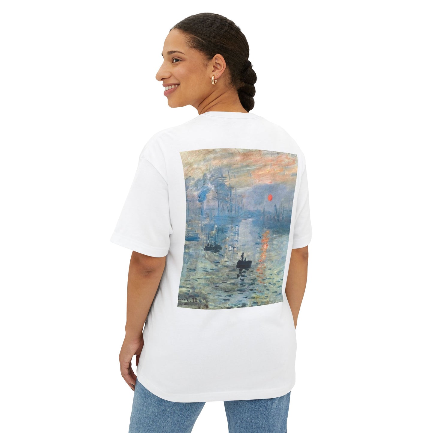 Boxy Tee - Arabic Calligraphy Front & Monet Back Art Shirt