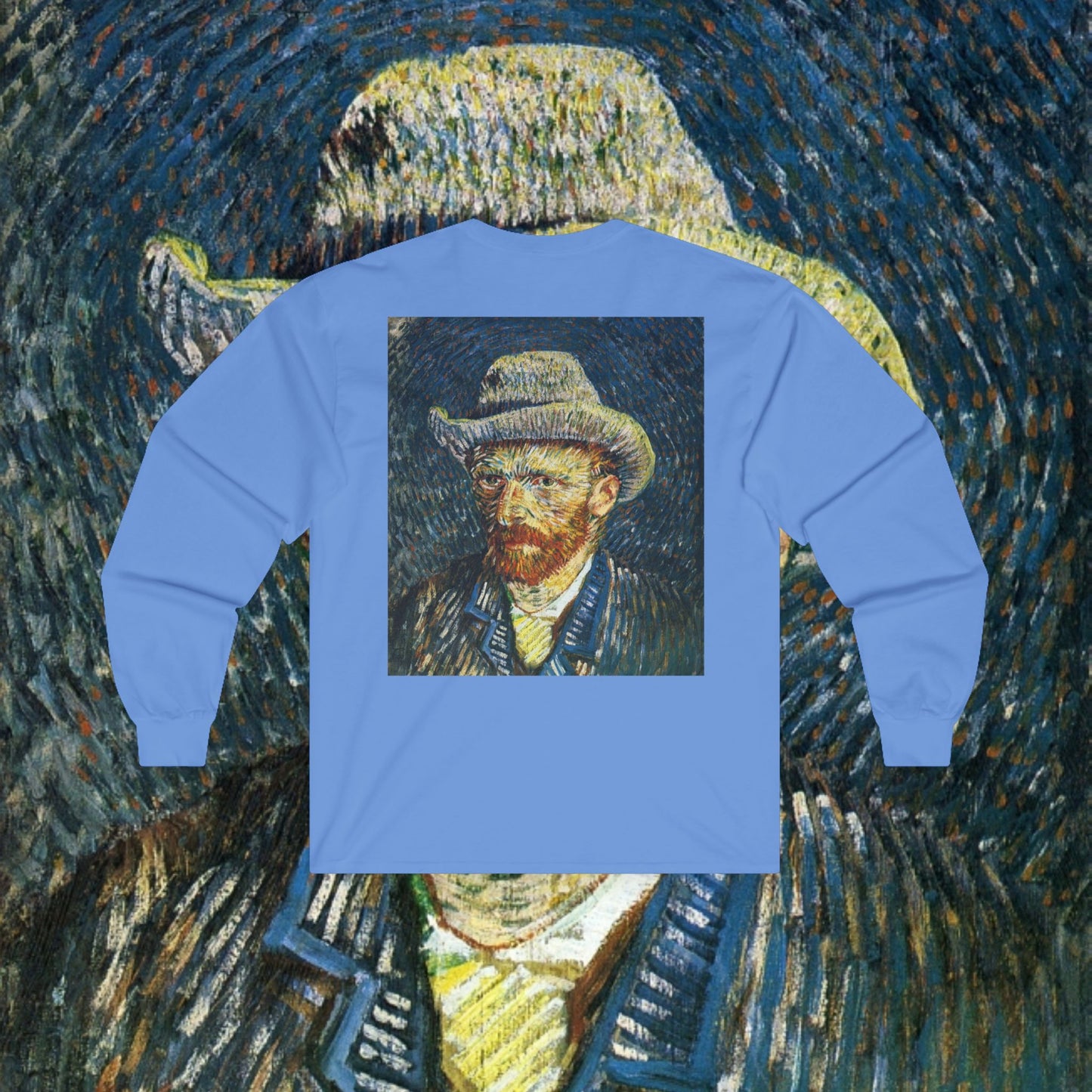 Vincent Van Gogh Portrait Long Sleeve Tee — Arabic Script Art Shirt