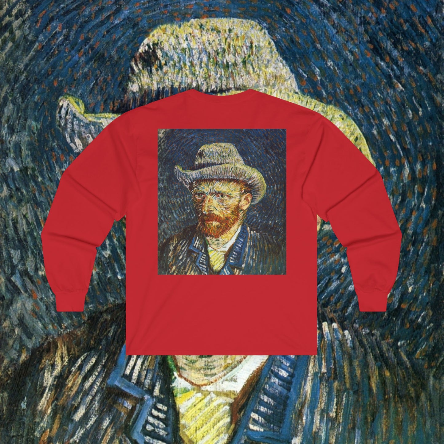 Vincent Van Gogh Portrait Long Sleeve Tee — Arabic Script Art Shirt