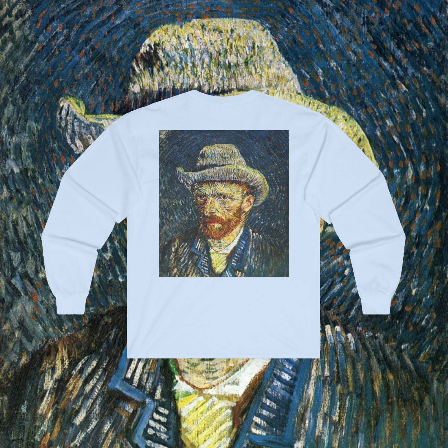 Vincent Van Gogh Portrait Long Sleeve Tee — Arabic Script Art Shirt